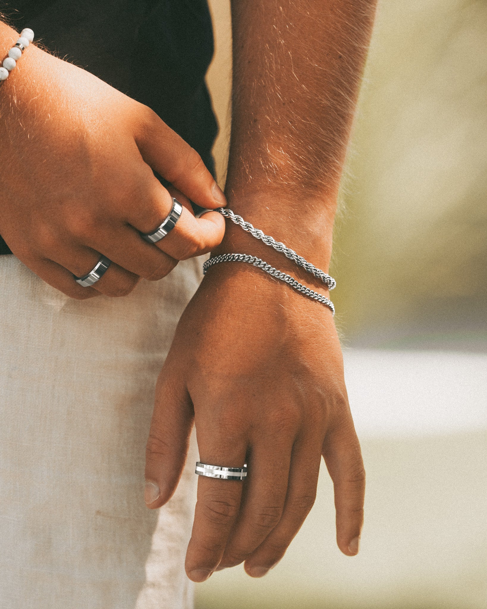 Steel Bracelet - <tc>Rope</tc> Bracelet Chain Silver