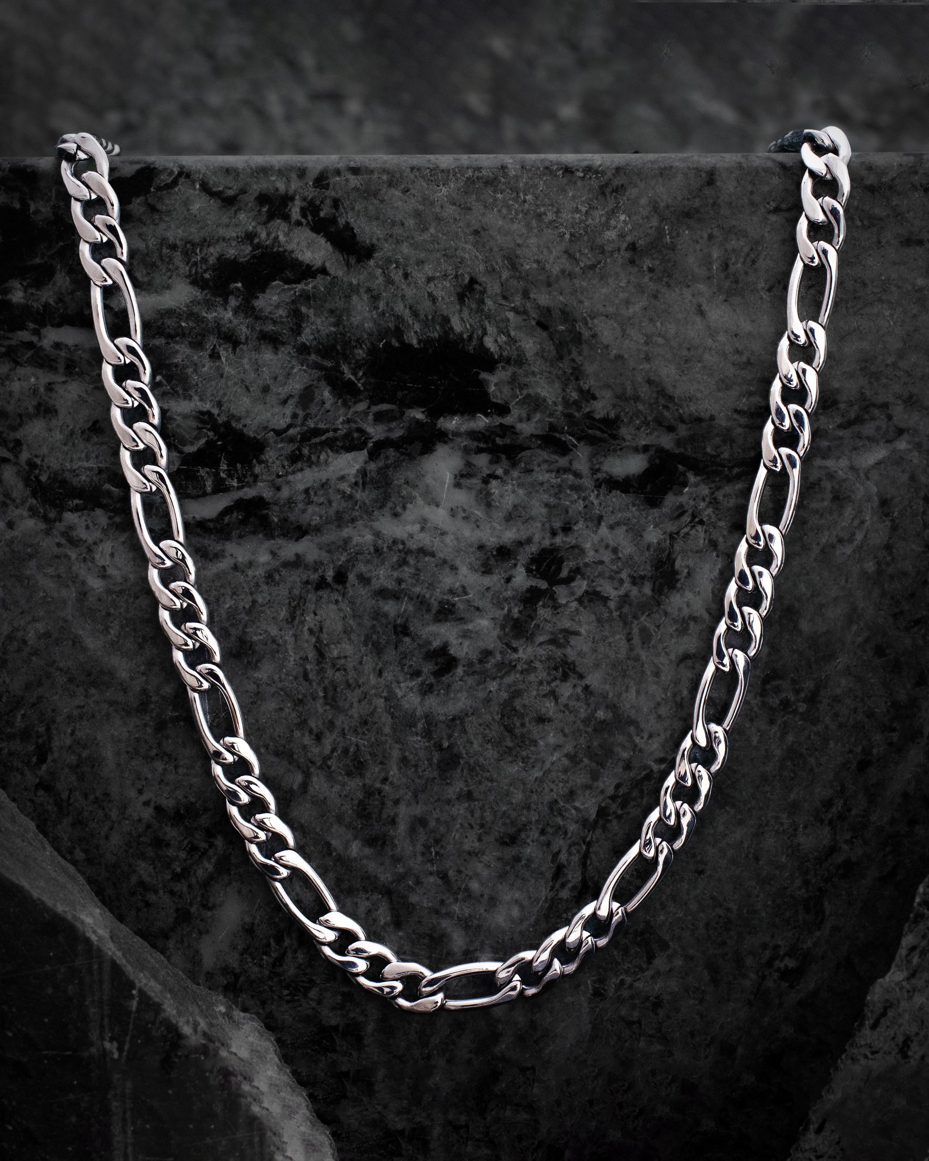 Stahl Halskette - Figaro Silber 5mm
