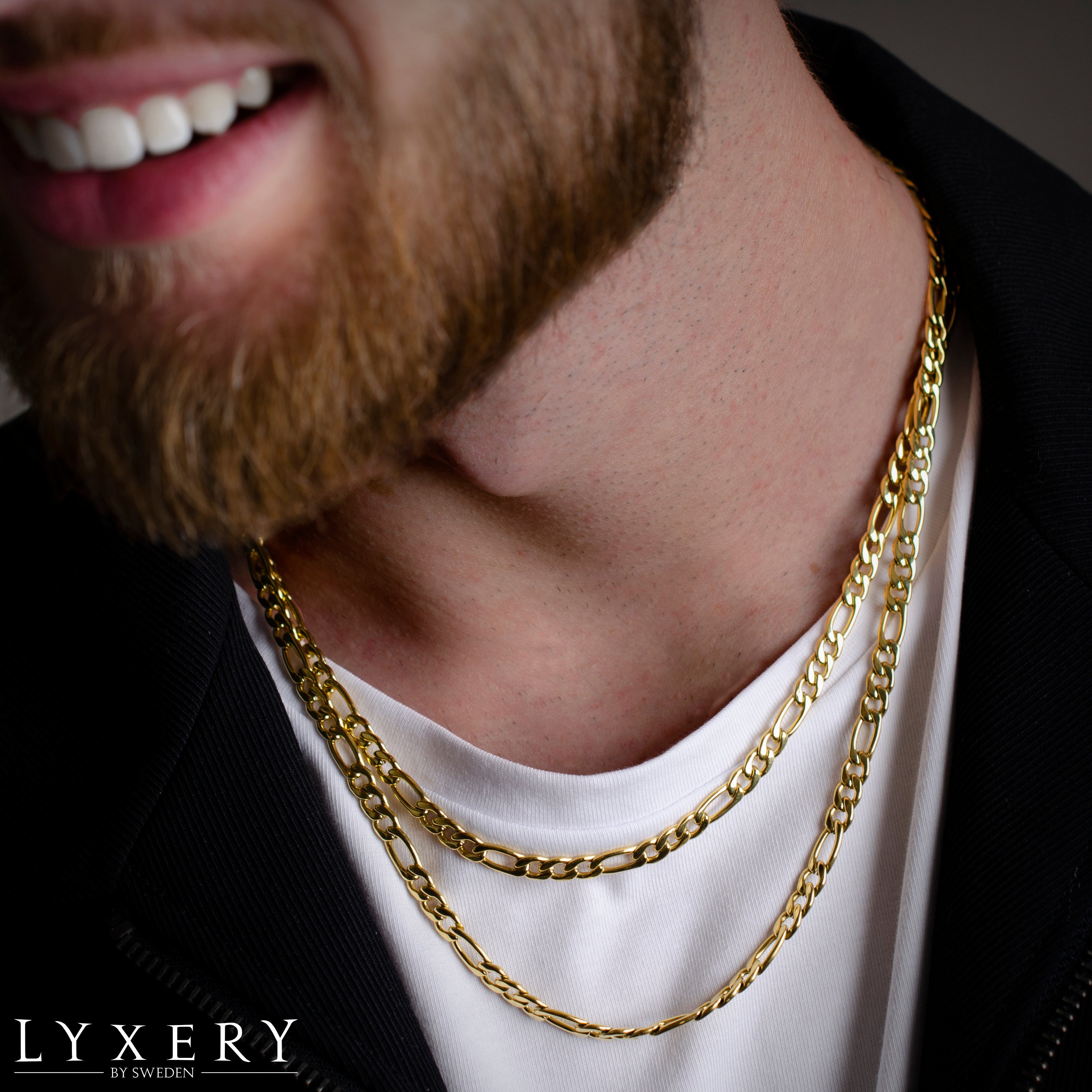 Halskedja i stål - Figaro Guld 5mm - Halskedja - Lyxery By Sweden AB