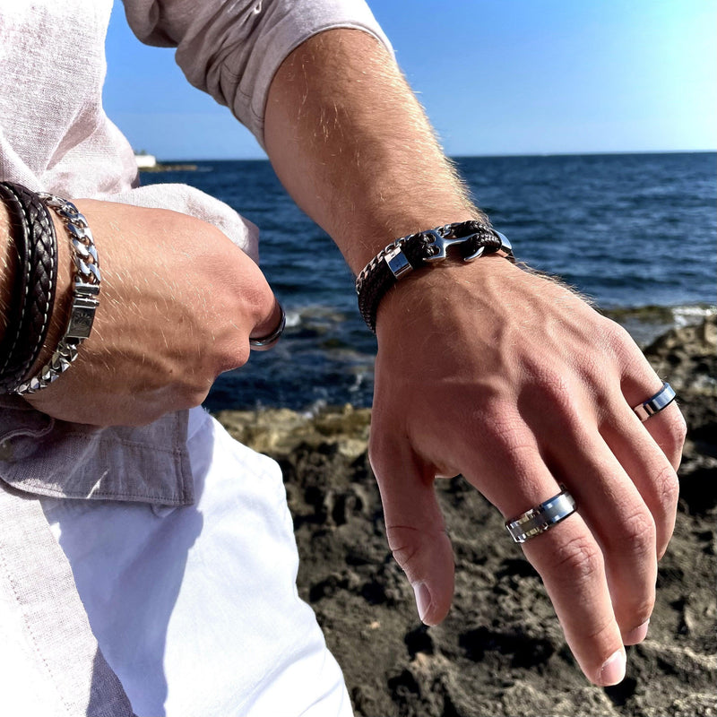 Läderarmband med ankare - Ocean - Läderarmband - Lyxery By Sweden AB